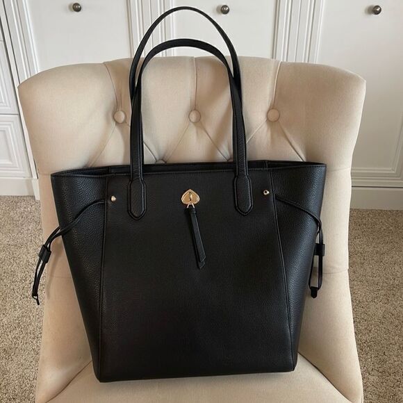 Kate Spade Pebbled Leather Large Tote Bag Black - Picture 2 of 12